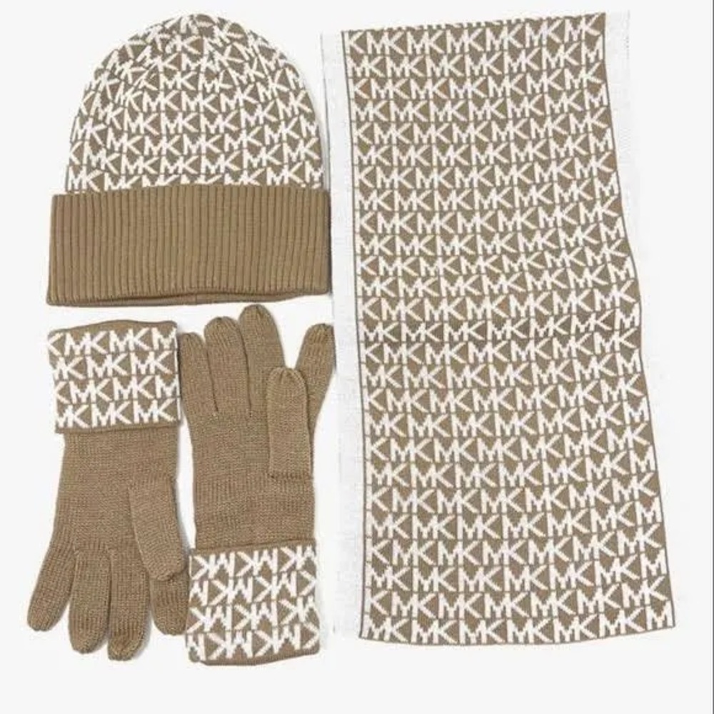Michael Kors Women's Logo Scarf, Hat, Glove Set